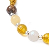 Natural Tiger Eye & White Moonstone & Yellow Jade & Synthetic Citrine  Round Beads Braided Bead Bracelets for Women BJEW-JB12917-04-3