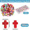 300Pcs Crackle Opaque Acrylic Beads OACR-SP0001-06-2