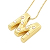 Brass & Plastic Pearl Letter Pendant Box Chain Necklaces for Women NJEW-U017-01G-13-2