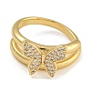 2Pcs 2 Styles Brass Micro Pave Cubic Zirconia Adjustable Rings for Women RJEW-P127-16G-3