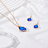 Teardrop Alloy Glass Jewerly Sets. Including Pendant Necklace and Dangle Earring SJEW-LP0001-30A-3