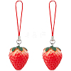 Resin Strawberry Pendant Mobile Straps HJEW-AB00014-1