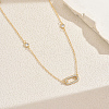 French Alloy Pave Clear Cubic Zirconia Hollow Geometric Oval Link Chain Long Necklaces for Women Party Casual QU7479-2