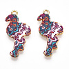 Printed Light Gold Tone Alloy Pendants ENAM-N056-210H-2