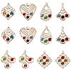 30Pcs 6 Styles Iron & Glass Pendants IFIN-FS0001-52-2