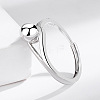 Round Rhodium Plated 925 Sterling Silver Adjustable Rings FS-WG2BA4F-01-4