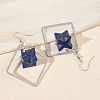 Rhombus Brass Dangle Earrings EJEW-D360-01P-10-3