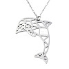 Non-Tarnish 201 Stainless Steel Dolphin Pendant Necklaces NJEW-T009-JN073-1-45-1