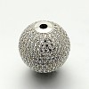 Brass Micro Pave Cubic Zirconia Round Beads ZIRC-M039-13P-RS-1