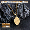 2Pcs Stainless Steel Saint Benedict Oval Medal Pendant Wheat Chain Necklaces NJEW-DC0001-20G-4