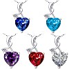 Heart Shape Brass Glass Imitation Ruby Pendants for Women NJEW-BB66014-E-4