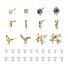 12Pcs 6 Style Brass Micro Pave Cubic Zirconia Stud Earring Findings KK-FW0001-10-2