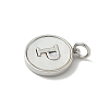 Brass Pave Natural Shell Flat Round with Letter Charms KK-Z115-13P-P-2