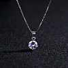 Fashion Real 18K Platinum Plated Alloy Austrian Crystal Round Pendant Necklaces NJEW-DD0001-56B-1