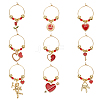 9Pcs 9 Styles Valentine's Day Acrylic Wine Glass Charms AJEW-GO00049-1