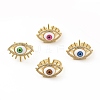 Cubic Zirconia Sun with Evil Eye Open Cuff Ring with Enamel RJEW-B042-08G-1