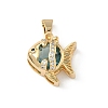 Brass Micro Pave Cubic Zirconia Fish Charms KK-Z136-49G-03-1