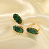 Oval Synthetic Turquoise Finger Rings & Earrings Sets DI3316-1-1