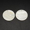 Flat Round Freshwater Shell Pendants SHEL-M005-35-2