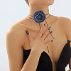 Denim Rose Flower Lace-up Choker Necklaces for Women FS-WG56290-01-2