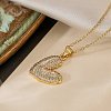 Brass Micro Pave Clear Cubic Zirconia Cable Chain Heart Pendant Necklaces for Women NJEW-C054-01G-1