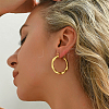 Stainless Steel Classic Elegant Irregular Texture Large Ring Hoop Earrings BQ0961-3-7