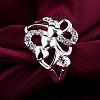 Romantic Heart Brass Cubic Zirconia Finger Rings RJEW-BB13033-8S-8