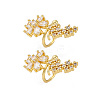 Rack Plating Flower Brass Micro Pave Clear Cubic Zirconia Cuff Earrings EJEW-H147-15G-4