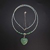 Natural Gemstone Heart Pendant Colorful Glass Seed Beads Beaded Necklaces for Women VA8487-5-2