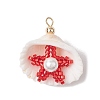 Cylinder Seed Beaded Starfish & Shell Pendants PALLOY-MZ00547-04-1