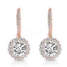 Brass Micro Pave Cubic Zirconia Pentacle Leverback Earrings EJEW-BB65622-A