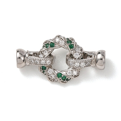 Brass Micro Pave Cubic Zirconia Fold Over Clasps KK-D259-05P-1