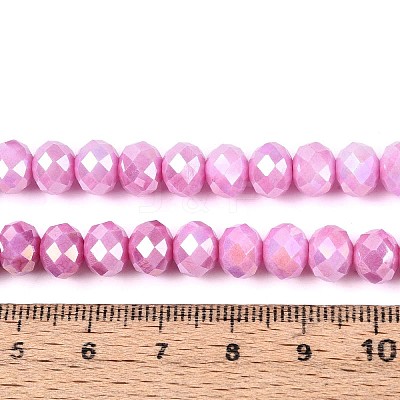 Anti-Tarnish Electroplate Rondelle Glass Beads Strands EGLA-T021-8mm-17-08-1