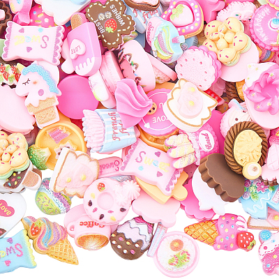 240g Cartoon Snack Opaque Resin Cabochons RESI-SC0036-51-1