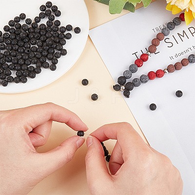 Synthetic Lava Rock Beads Strands G-S277-6mm-01-1
