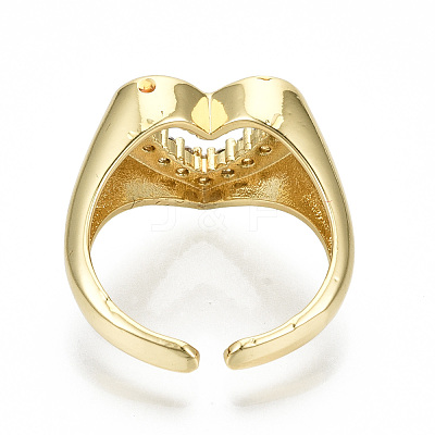 Brass Micro Pave Clear Cubic Zirconia Cuff Rings RJEW-S045-015G-NR-1