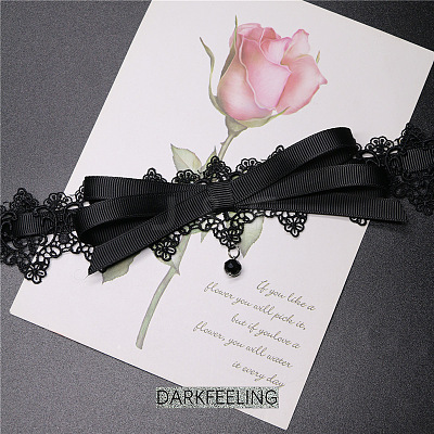 Polyester Flower Lace Bowknot Choker Necklaces for Women FS-WGE4196-01-1