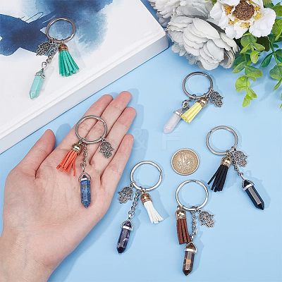 Synthetic & Natural Gemstone Bullet Keychain KEYC-NB0001-43-1