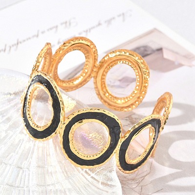 304 Stainless Steel Enamel Cuff Bangles for Women SA-CBAFD7D-03G-1
