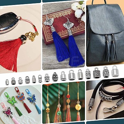 90Pcs 15 Styles Alloy Cord Ends FIND-PH0026-30-1