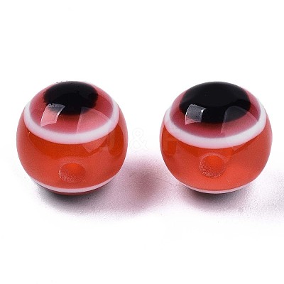 Round Evil Eye Resin Beads LS-RESI-R159-10mm-05-1