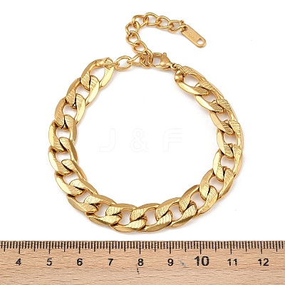 304 Stainless Steel Cuban Link Chain Bracelets for Women BJEW-C129-04G-1