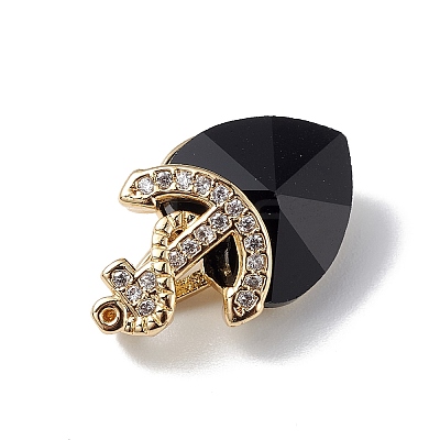 Real 18K Gold Plated Rack Plating Brass Micro Pave Clear Cubic Zirconia Pendants KK-C015-07G-13-1