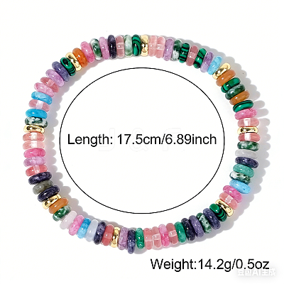 Natural Mixed Gemstone & Brass Beads Stretch Bracelets for Women RV1969-1-1