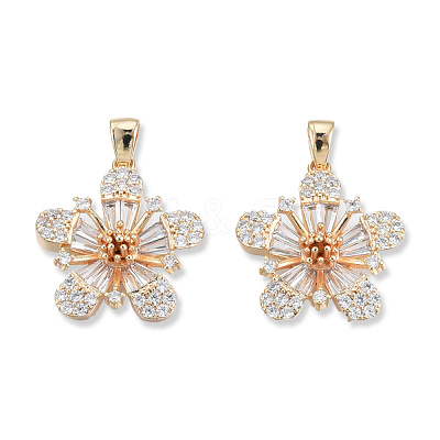Brass Pave Clear Cubic Zirconia Pendants KK-N232-470-1