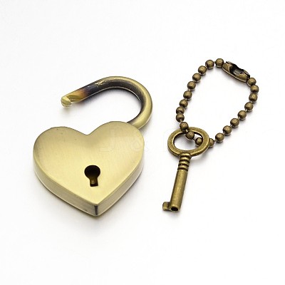 Heart Lock & Key Zinc Alloy Key Clasps KEYC-O009-14-1