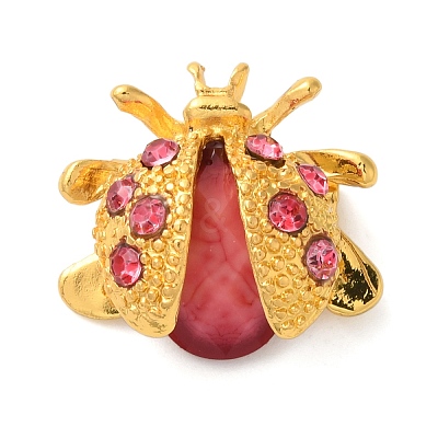 Alloy Rhinestone Ladybird Brooch JEWB-B020-01G-01-1