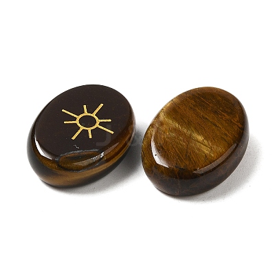 13Pcs Natural Tiger Eye Rune Stone G-C095-02E-1