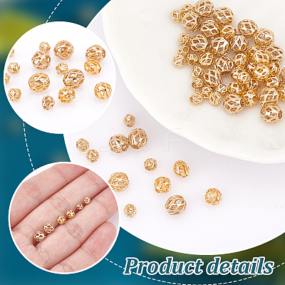 60Pcs 3 Style Long-Lasting Hollowed Plated Brass Beads KK-PH0006-81-1