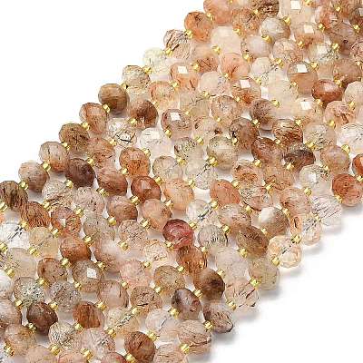 Natural Black Gold Rutilated Quartz Beads Strands G-P573-A16-01-1